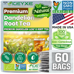 (60 Bags) Dandelion Root Tea, 100% Natural & Pure from Dandelion Root, Eco-Conscious Tea Bags, Dandelion Tea, No Sugar, No Caffeine, No Gluten