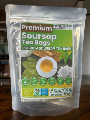 KEYXE Soursop Leaves Tea Bags, 70 Teabags, 1.5g/bag - Premium Soursop Graviola Leaves Tea - Hojas De Guanabana Tea