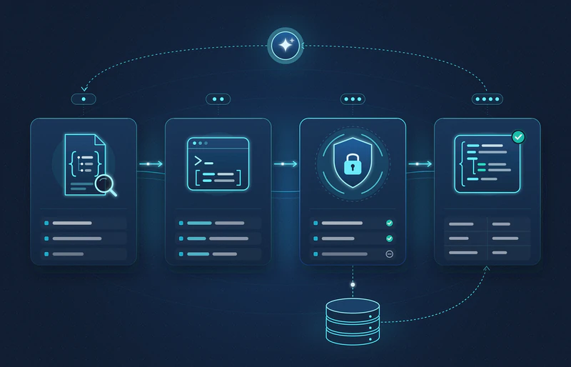 KEYXE illustration of structured data, MCP-style tools and review workflows