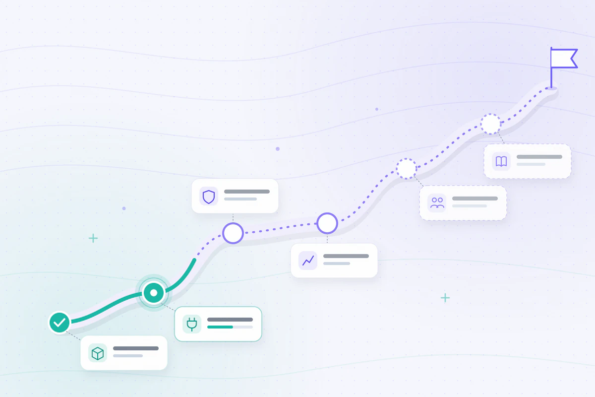 Illustrative roadmap path with a first milestone, one in progress and later milestones still planned. Not a depiction of KEYXE’s actual release status.